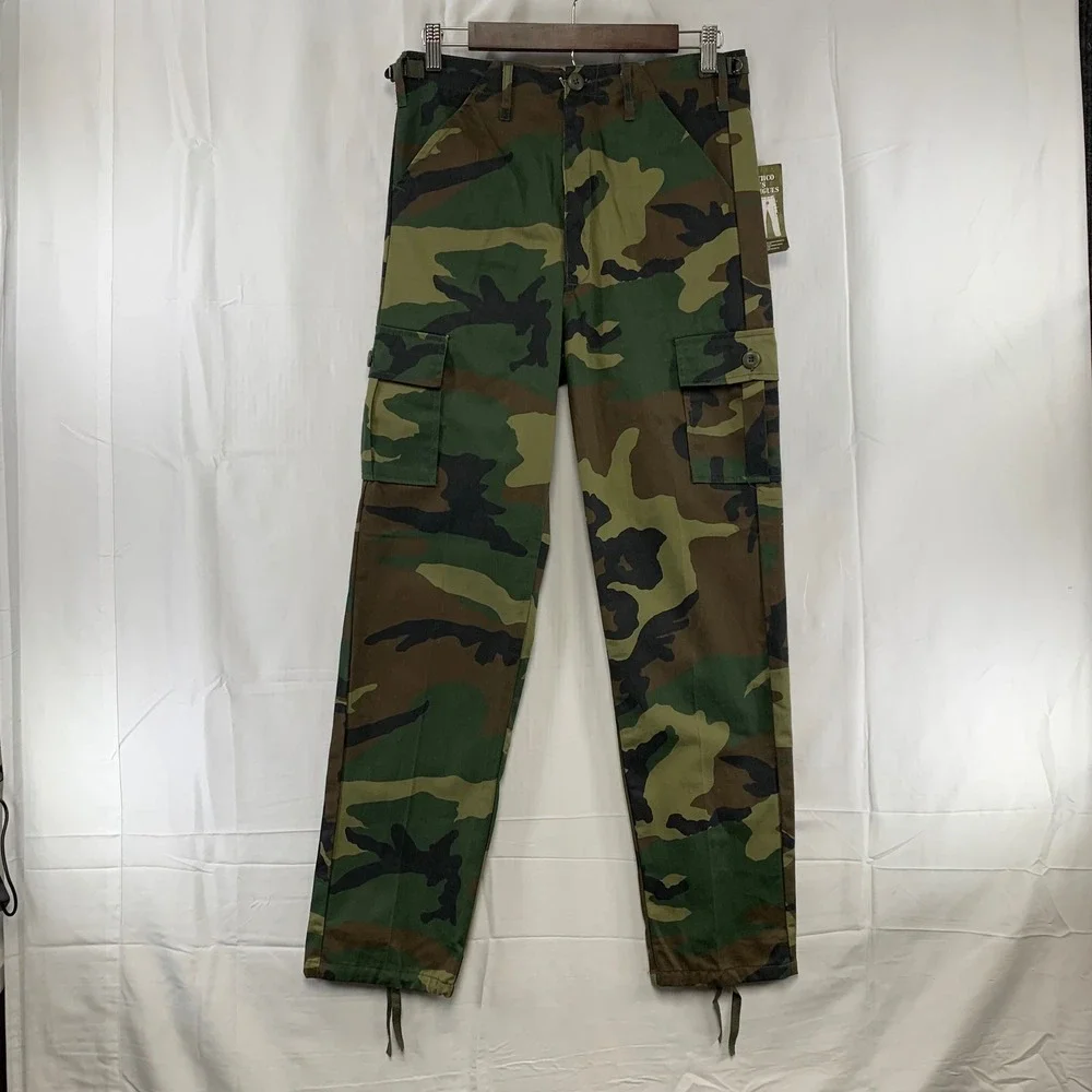 Rothco‎ BDU Cargo Pants Kids Size 18 Green Woodland Camo Fatigues NWT
